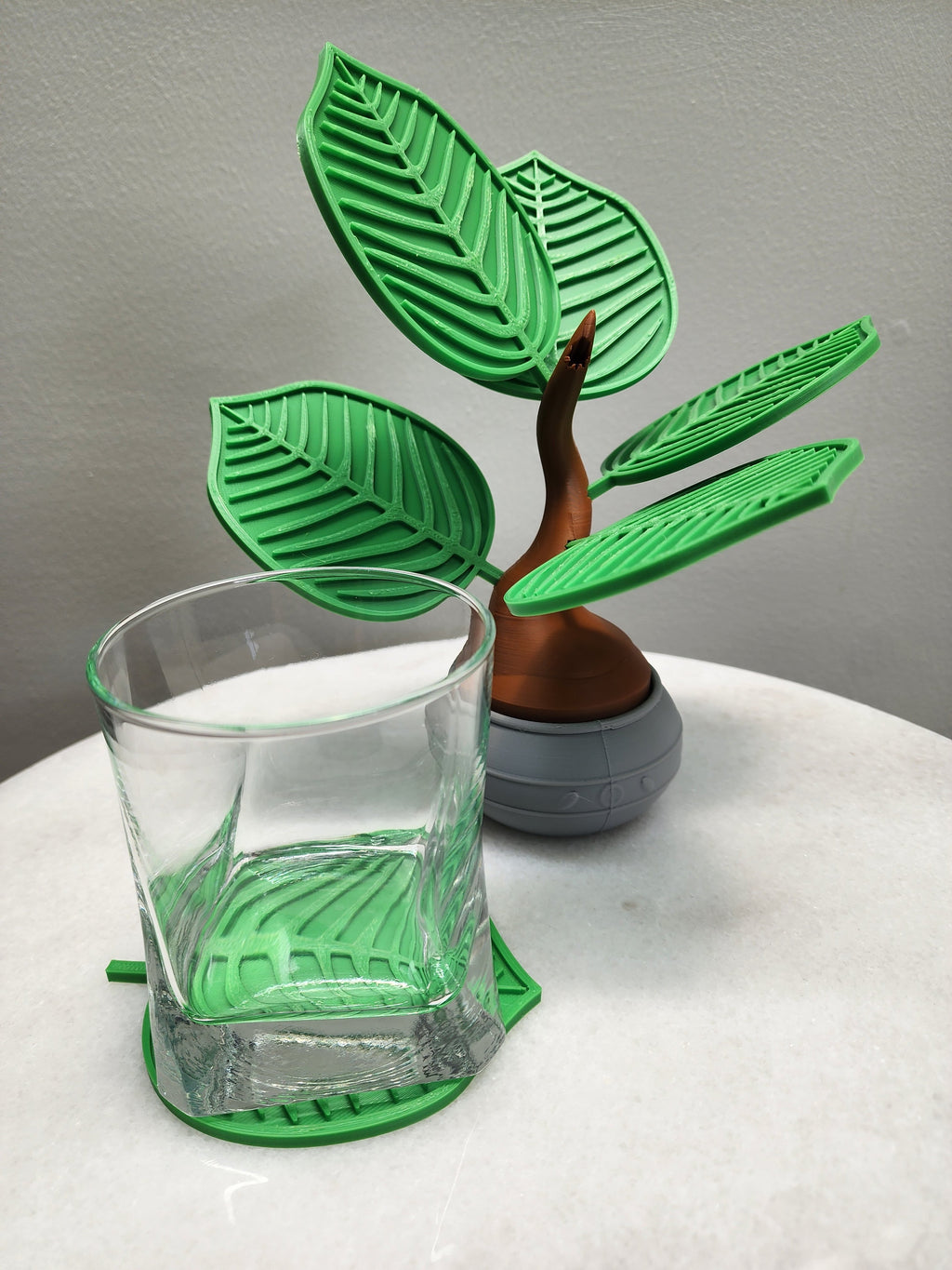 Leaf Drink Coasters with Decorative Plant Holder