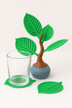Leaf Drink Coasters with Decorative Plant Holder